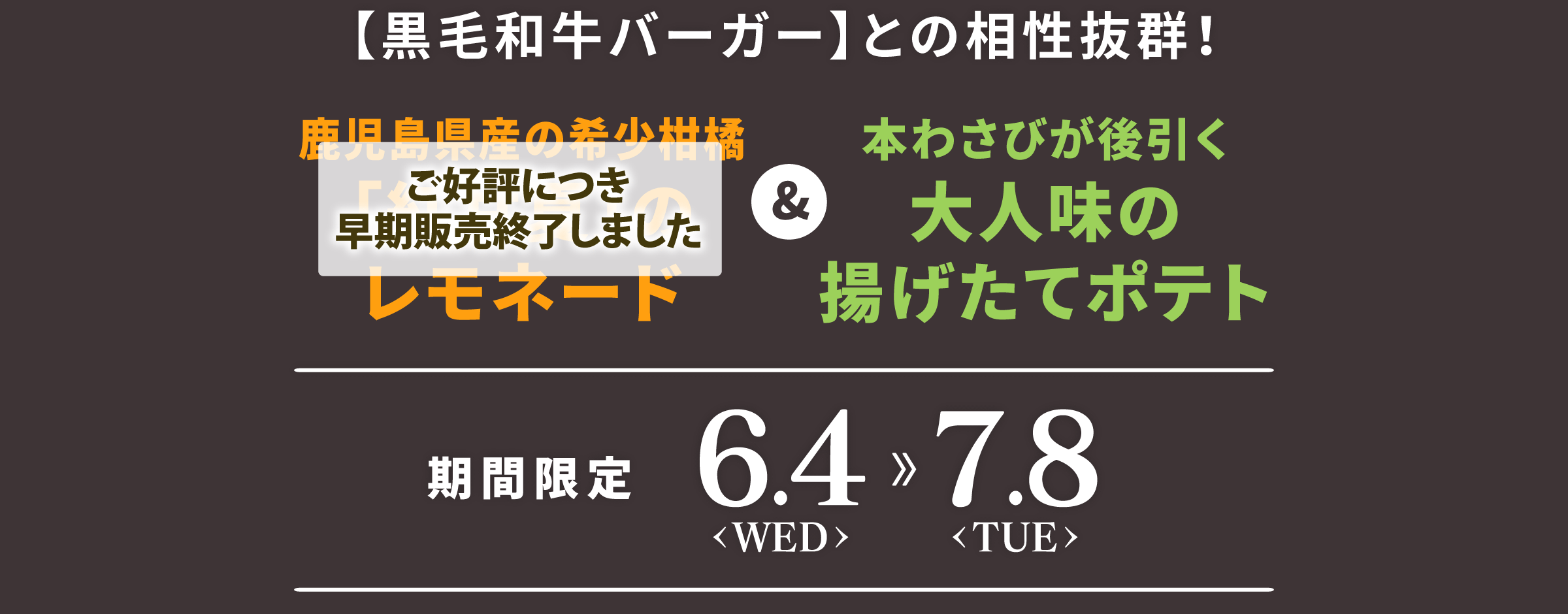 期間限定 大人味の揚げたてポテト（「紅甘夏レモネード」はご好評につき早期販売終了しました）